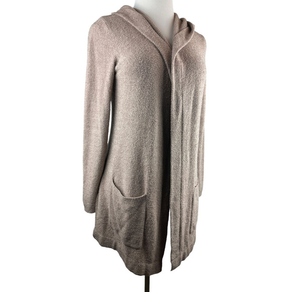 Barefoot Dreams Cozychic Lite Resort Cardi Hooded Long Cardigan Taupe 905 Medium - Picture 4 of 13
